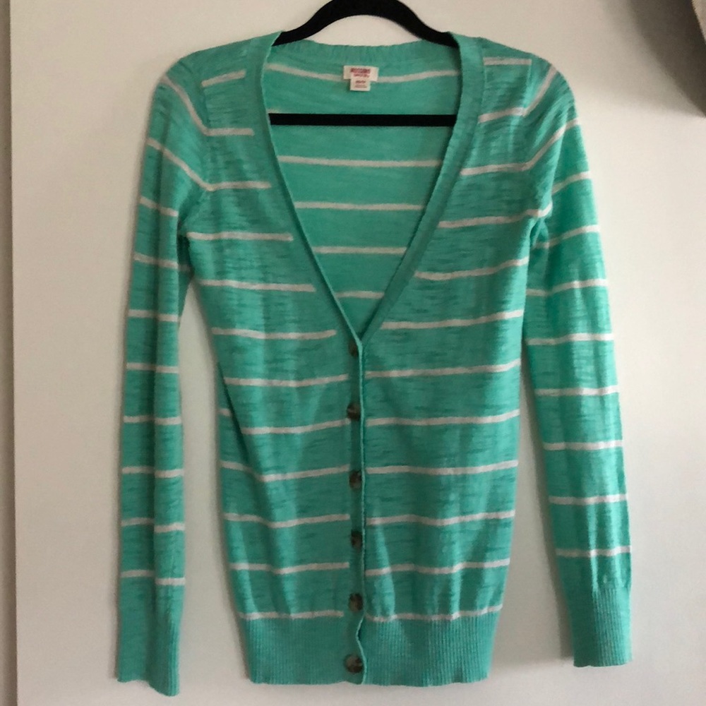 Mossimo teal/white cardigan